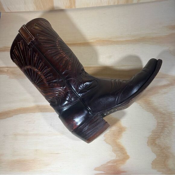 Vintage Texas Brand Brown Leather Stitched Peacock Cowboy Boots Men’s Size 9.5 D - Picture 6 of 12
